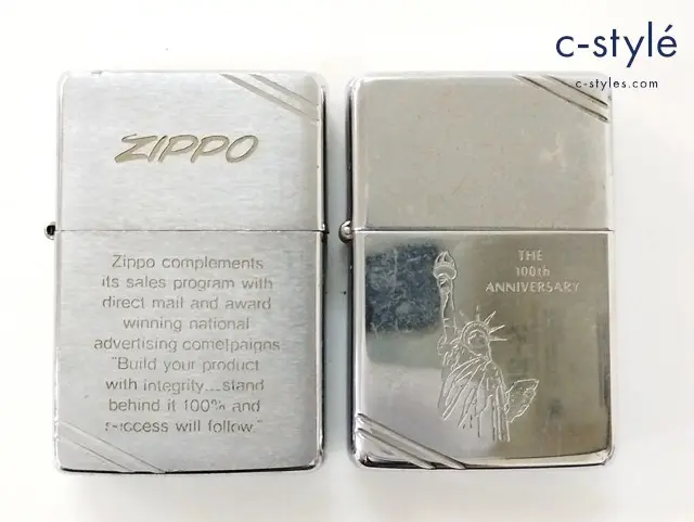 ZIPPO ジッポー オイルライター THE 100th ANNIVERSARY 1987 ダイアゴナルライン 1993 シルバー