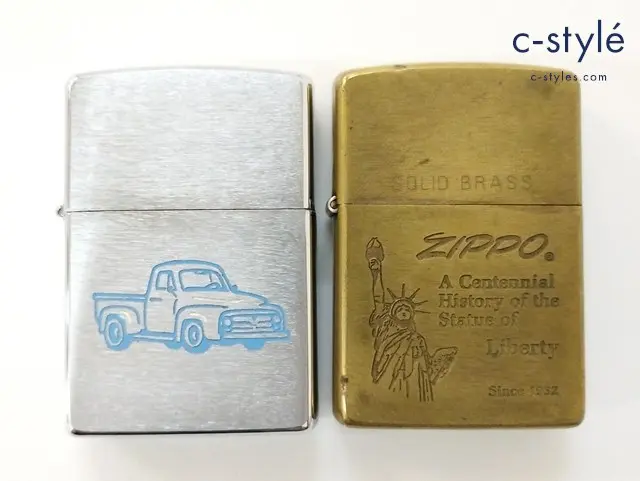 ZIPPO ジッポー オイルライター SOLID BRASS 自由の女神像 ゴールド 1993 Blue Truck シルバー 1998