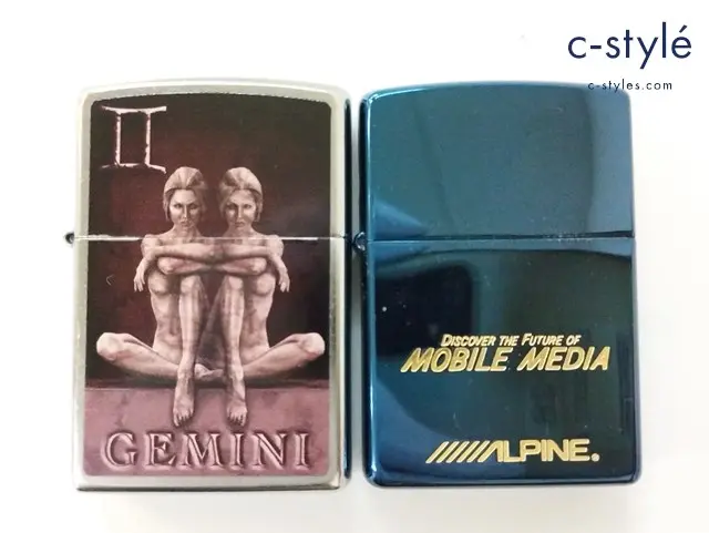 ZIPPO ジッポー オイルライター GEMINI シルバー 2015 ALPINE MOBILE MEDIA ブルー系 1998