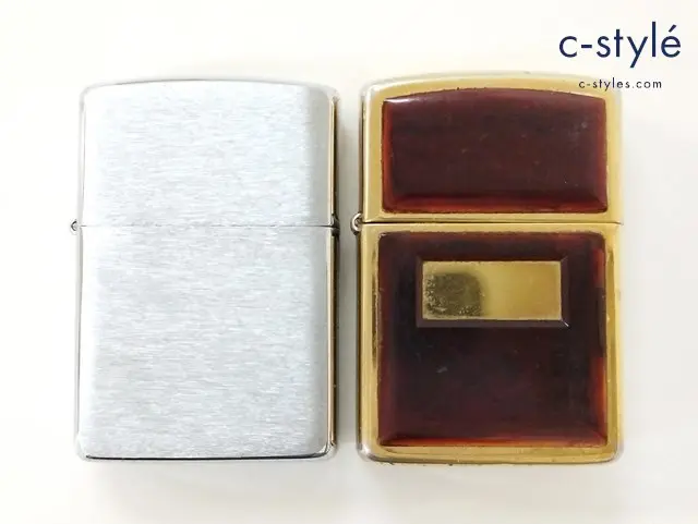 ZIPPO ジッポー オイルライター ゴールデントータス 両面加工 ゴールド 1989 無地 シルバー 1995