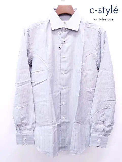 Brioni ブリオーニ シャツ 42 グレー系 コットン100% イタリア製 ストライプ