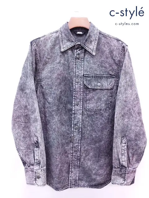 DIESEL ディーゼル デニムシャツ S ブラック系 USED加工