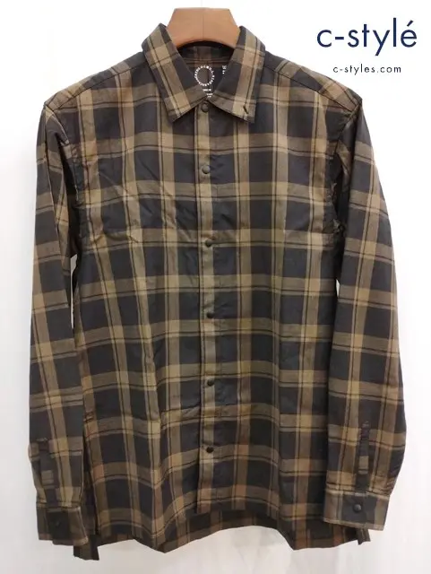 山と道 alpha anorak アルファアノラック シャツ M ブラウン系 日本製 チェック柄 長袖 MERINO SHIRT
