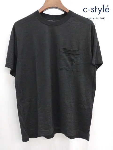 山と道 alpha anorak アルファアノラック Tシャツ M ブラック 半袖 日本製 ウール100%