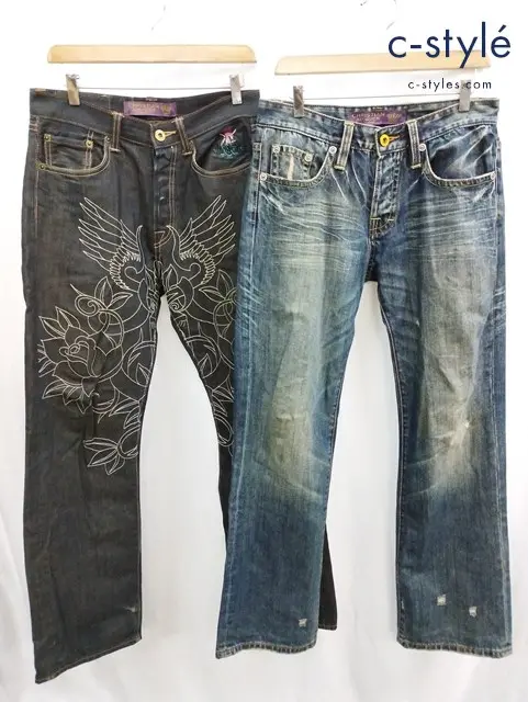 CHRISTIAN AUDIGIER クリスチャンオードジェー デニムパンツ 30 インディゴ 綿100% 刺繍 計2点