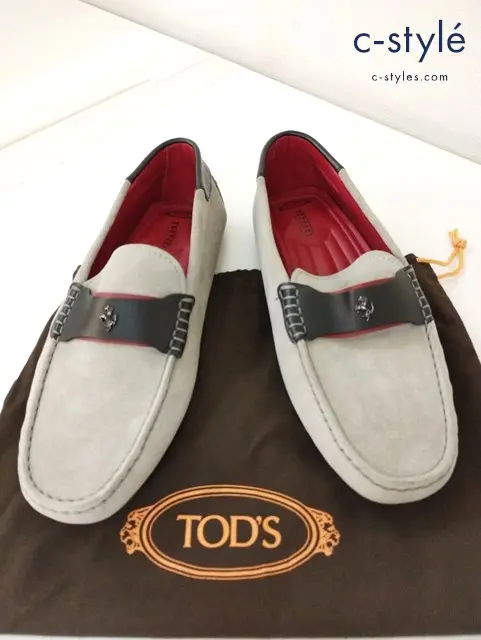 TOD’S×Ferrari トッズ×フェラーリ ドライビングシューズ 6・1/2A グレー系 スウェード