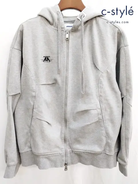 ADERERROR アーダーエラー パーカー M グレー Nolc logo hoodie zip-up BN01SSHD0401GR