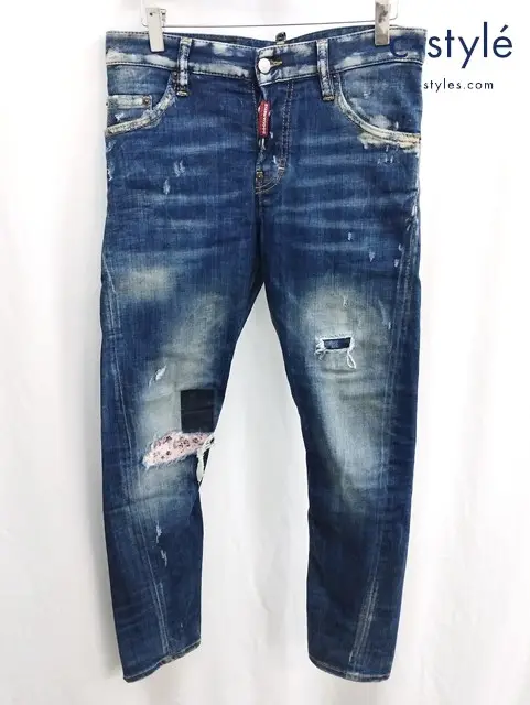 DSQUARED2 ディースクエアード デニムパンツ 42 インディゴ ダメージ加工 イタリア製 S71LB0332
