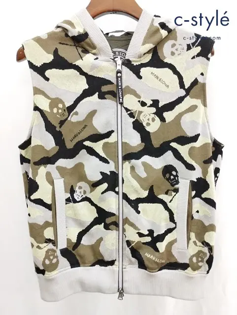 MARK&LONA マークアンドロナ リバーシブルベスト 44 マルチカラー ドクロ MLM-4A-AD32