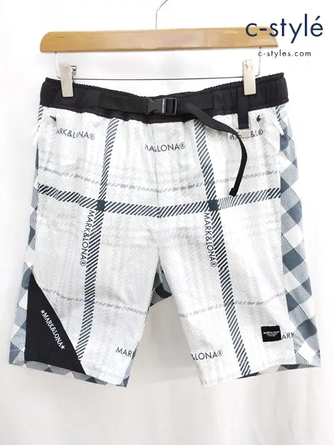 MARK&LONA マークアンドロナ ショートパンツ 44 ホワイト×グリーン系 ドクロ MLM-4A-AT07