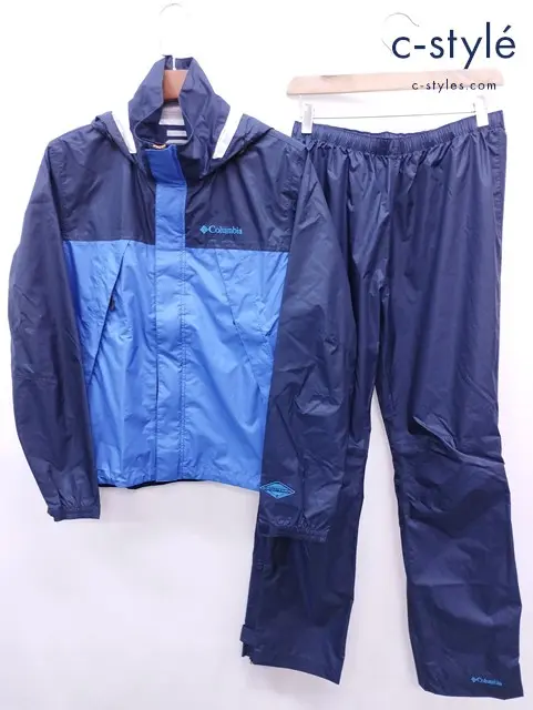 Columbia コロンビア レインスーツ S ネイビー×ブルー Simpson Sanctuary Rainsuit PM0124 セットアップ