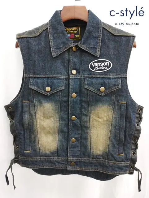 VANSON バンソン デニムベスト M インディゴ VS12605