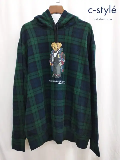 POLO RALPH LAUREN ポロラルフローレン パーカー XXＬ グリーン系 チェック柄 ベアープリント