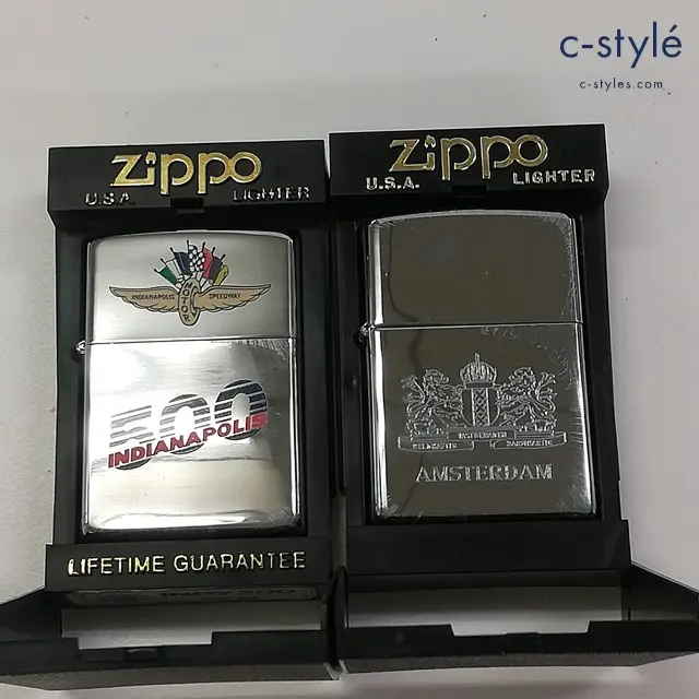 ZIPPO ジッポー オイルライター インディアナポリス 1992 アムステルダム 1997 シルバー 計2点 喫煙具