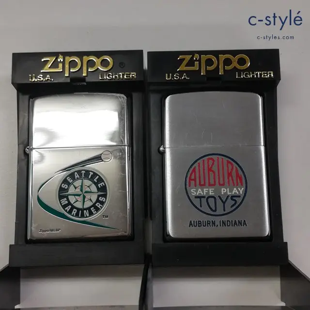 ZIPPO ジッポー オイルライター SEATTLE MARINERS 2000 AUBURN SAFE PLAY TOYS 1959 シルバー 計2点