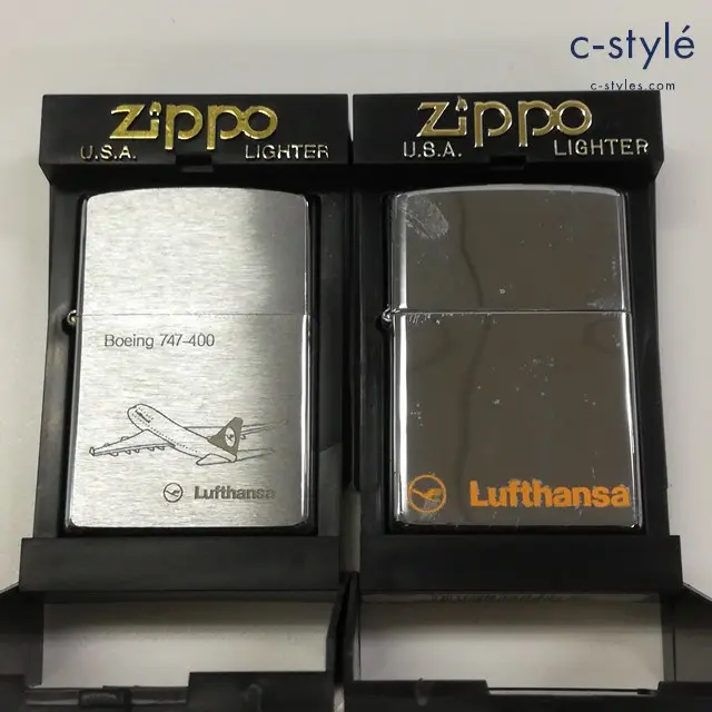 OLD IRONSIDES 1994 Boeing 747-400 Lufthansa ルフトハンザ ドイツ空港 1999 シルバー 計2点 喫煙具
