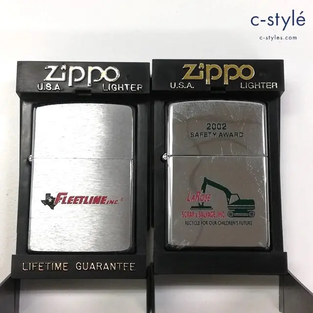 ZIPPO ジッポー オイルライター SAFETY AWARD 2002 FLEETLINE 1993 シルバー 計2点 喫煙具