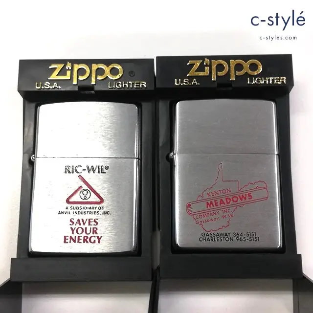ZIPPO ジッポー オイルライター RIC-WIL SAVES YOUR ENERGY 1975 KENTON MEADOWS イタリック 計2点