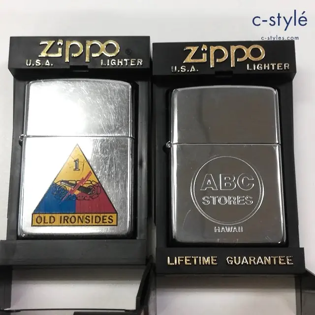 ZIPPO ジッポー オイルライター OLD IRONSIDES 1994 ABC STORES HAWAII 1995 シルバー 計2点 喫煙具