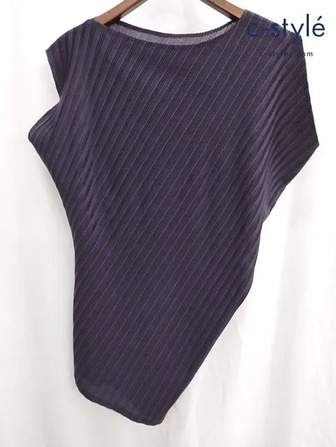 PLEATS PLEASE ISSEY MIYAKE イッセイミヤケ アシンメトリー ワンピース 3 パープル PP43-FT333