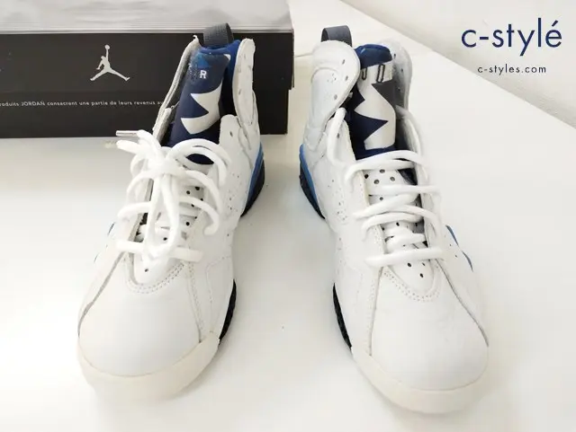 NIKE ナイキ スニーカー 25.0cm ホワイト×ブルー AIR JORDAN 7 RETRO 304775-141