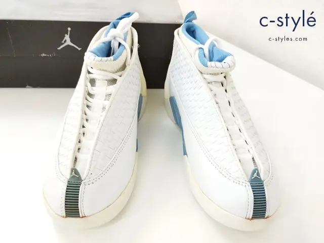 NIKE ナイキ スニーカー 25.5cm ホワイト×ブルー AIR JORDAN 15 136029-141