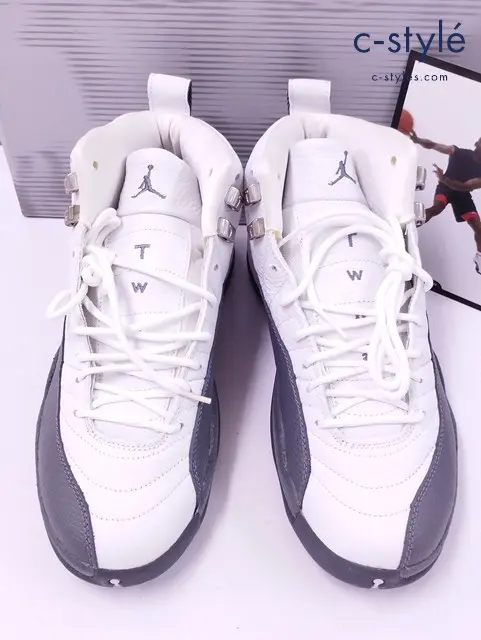 NIKE ナイキ スニーカー 25.5cm ホワイト×グレー AIR JORDAN 12 RETRO 136001-102