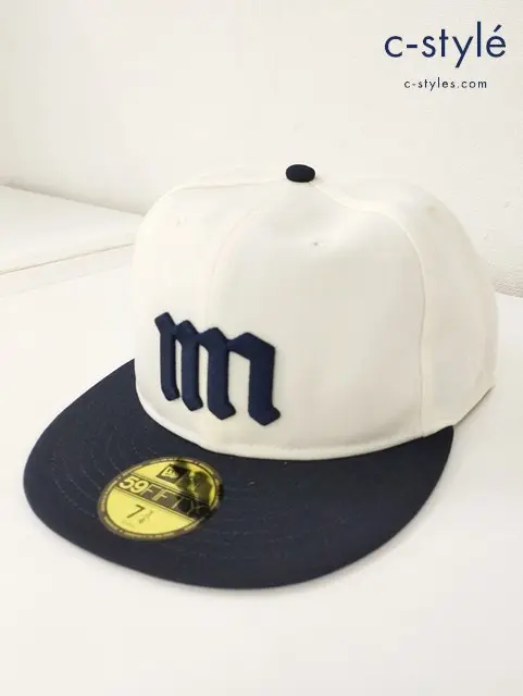 NEW ERA×中津川吾郎 キャップ 7・3/4 (61.5cm) クリーム×ネイビー 59FIFTY SOFT BUCKRAM CAP