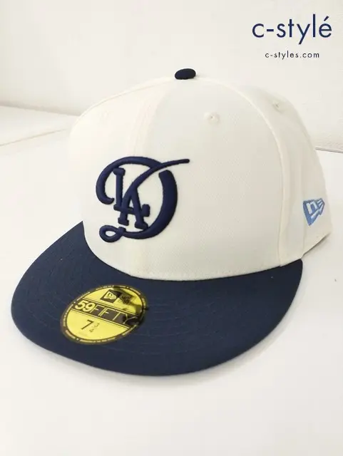 NEW ERA キャップ 7・3/4 クリーム×ネイビー 59FIFTY City Connect ロサンゼルス ドジャース