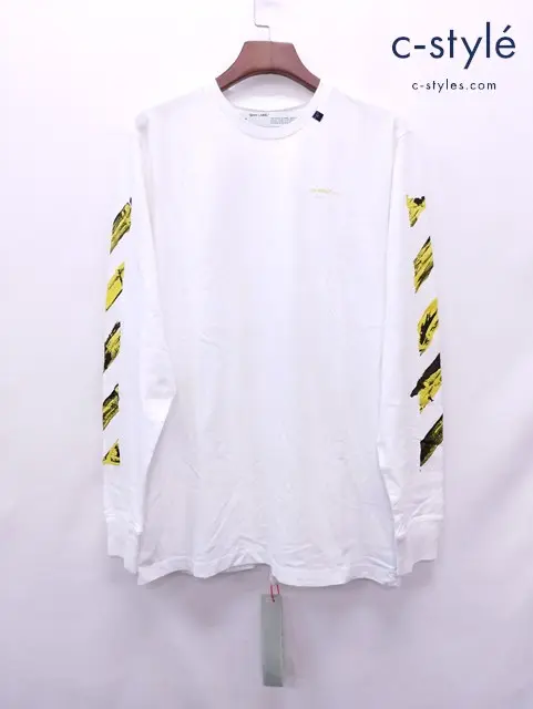 OFF WHITE オフホワイト Tシャツ L ホワイト系 長袖 プリント 綿100%