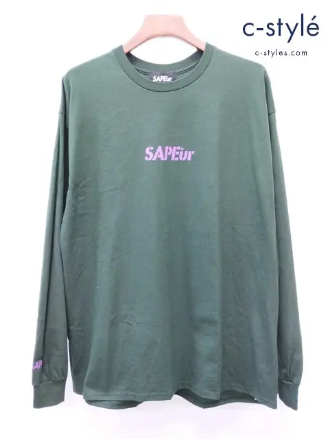 SAPEur サプール Tシャツ グリーン DENNIS RODMAN LS TEE ロゴ プリント