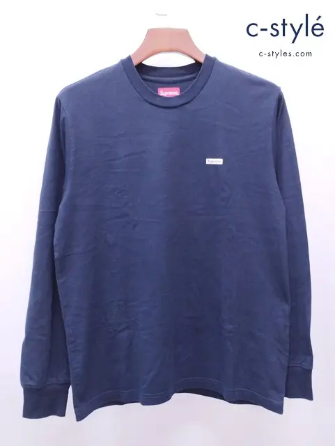 Supreme シュプリーム Tシャツ S ネイビー 17AW METALLIC BOX LOGO LS TEE