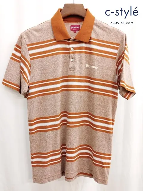Supreme シュプリーム ポロシャツ S オレンジ 17AW HEATHER STRIPE POLO