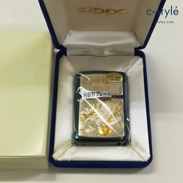 ZIPPO ジッポー オイルライター W HAND A DREAM 龍 純銀製プレート ブルー 2007 喫煙具