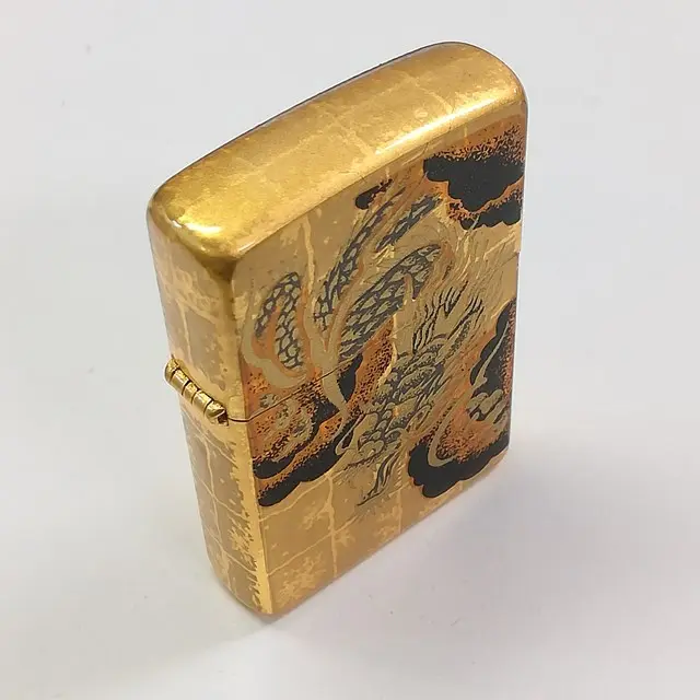 ZIPPO 純金箔張り 水墨画 龍 極上 本泊仕上 ゴールド 2007 喫煙具 嗜好