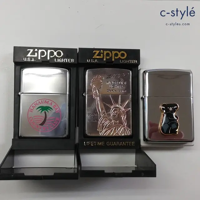 ZIPPO ジッポー オイルライター コアラ 1996 自由の女神像 1995 HANAUMA BAY COUNTRY CLUB 1989 計3点