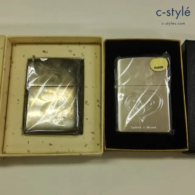 ZIPPO ジッポー オイルライター Spiral Heart シルバー 2001 ドラゴン ブラック系 2003 計2点