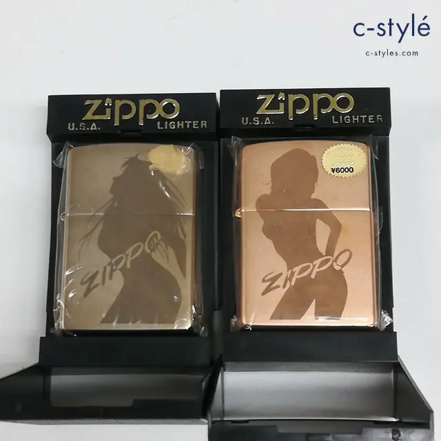 ZIPPO ジッポー オイルライター シルエット SEXY LADY シルバー 2002 ベージュ系 2002 計2点
