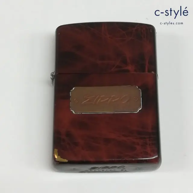 ZIPPO ジッポー オイルライター ロゴプレート ブラウン系 1988 イタリック体 斜字体