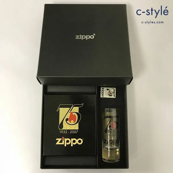 ZIPPO ジッポー オイルライター 75周年記念 1932－2007 ブラック系 ショットグラス ピンズ付