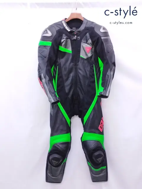 DAINESE ダイネーゼ レザースーツ 50 ブラック×グリーン T.Veloster 1513437 バイクウェア
