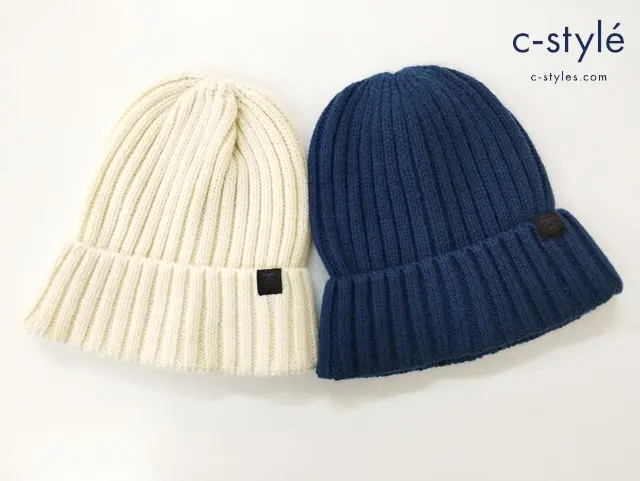 STUSSY ステューシー ニットキャップ ニット帽 ネイビー ホワイト SS Link