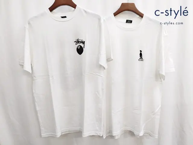 STUSSY ステューシー Tシャツ L ホワイト プリント 半袖 綿100% 計2点