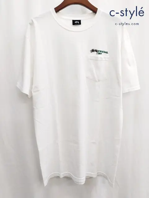 STUSSY ステューシー Tシャツ L ホワイト 刺繍 半袖 綿100%