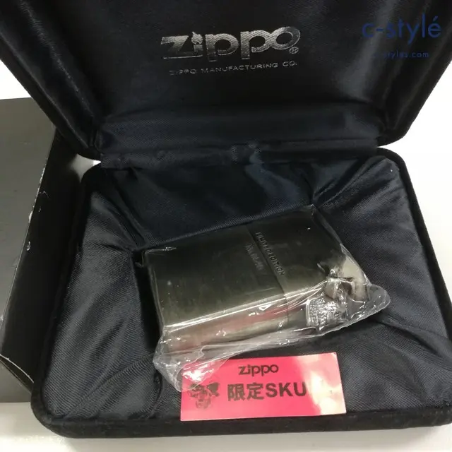 ZIPPO ジッポー オイルライター 限定SKULL シルバー 2000 メタル貼り 立体プレート