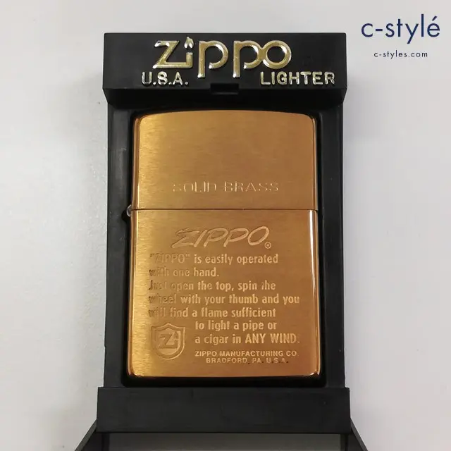 ZIPPO ジッポー オイルライター SOLID BRASS “ZIPPO” is easily operated with one hand. ゴールド 1995