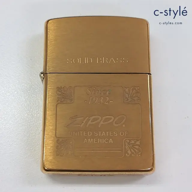 ZIPPO ジッポー オイルライター SOLID BRASS SINCE 1932 UNITED STATES OF AMERICA ゴールド 1995