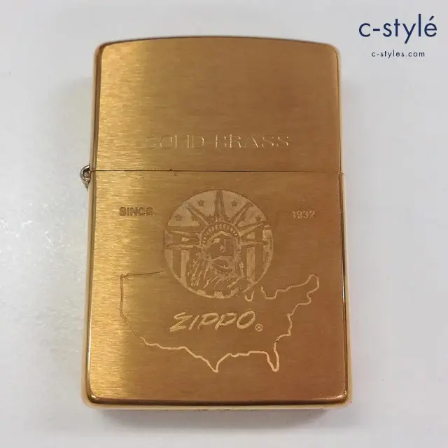 ZIPPO ジッポー オイルライター SOLID BRASS SINCE 1932 自由の女神像 ゴールド 1995 Statue of Liberty