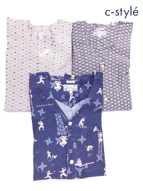 Dry Bones ドライボーンズ シャツ 小 和柄 綿100% 長袖 日本製 計3点