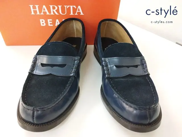 HARUTA×BEAMS ハルタ×ビームス ローファー 26・1/2 ネイビー BS906